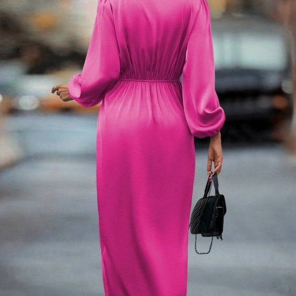Pink Preppy Womens Satin Dress - Picture 3 of 4